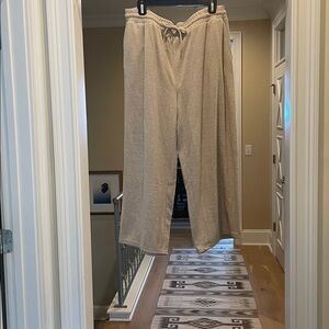 Tan pull on pants with tie waist (bw)